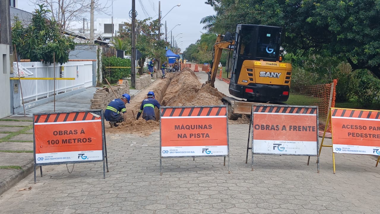 Águas de São Francisco do Sul divulga cronograma das obras da rede de esgoto até o dia 13 de setembro